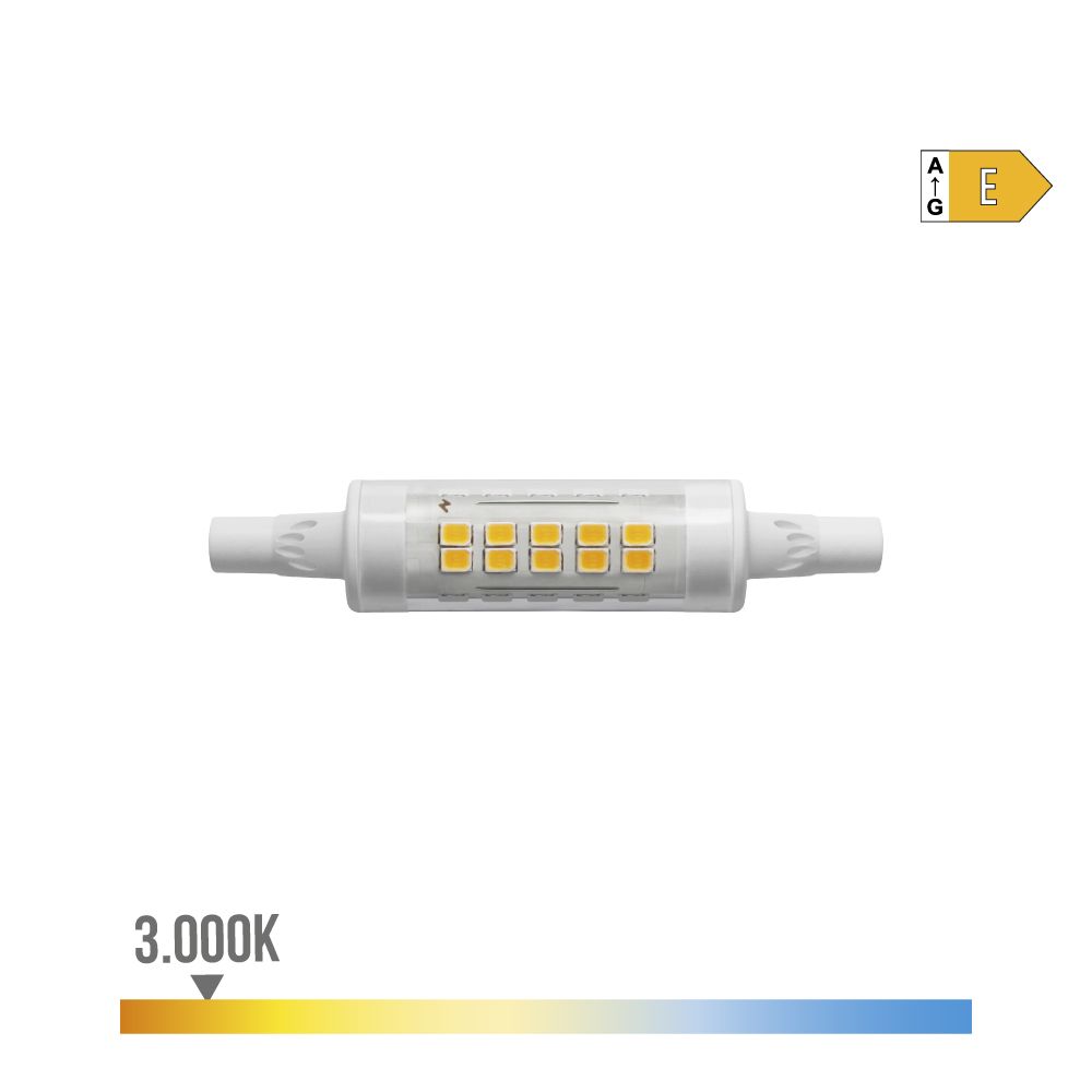 BOMBILLA LINEAL LED 78mm R7s 5.5W 720lm 3000K LUZ CALIDA Ø1,6x7,8cm EDM