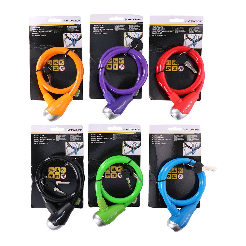 CANDADO DE CABLE Ø12mm 65cm DUNLOP COLORES / MODELOS SURTIDOS - Imagen 3