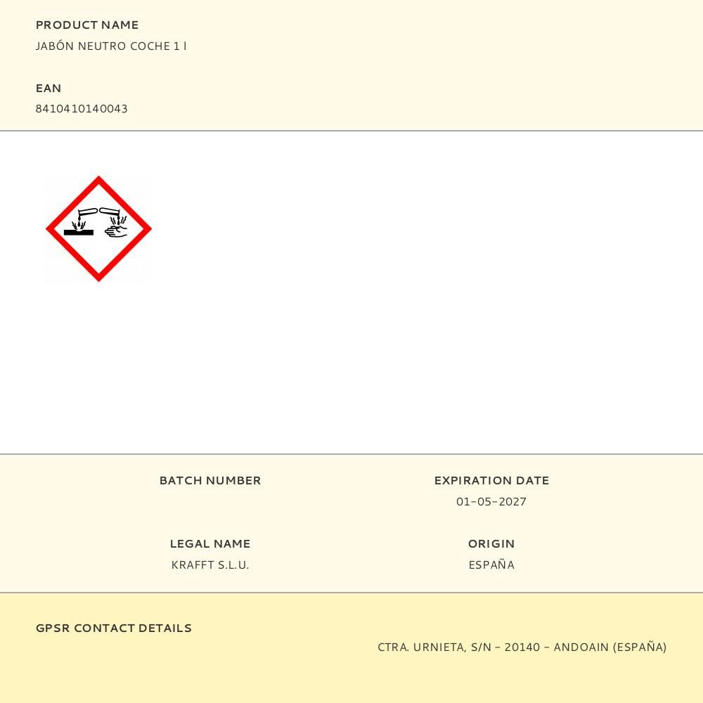 JABÓN NEUTRO COCHE 1 l - Imagen 2