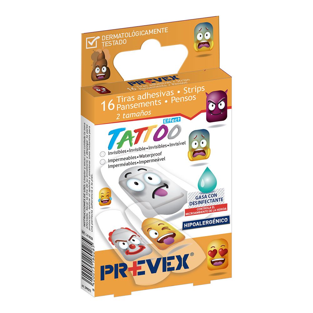 TIRAS ADHESIVAS INFANTILES EFECTO TATTOO 16 uds