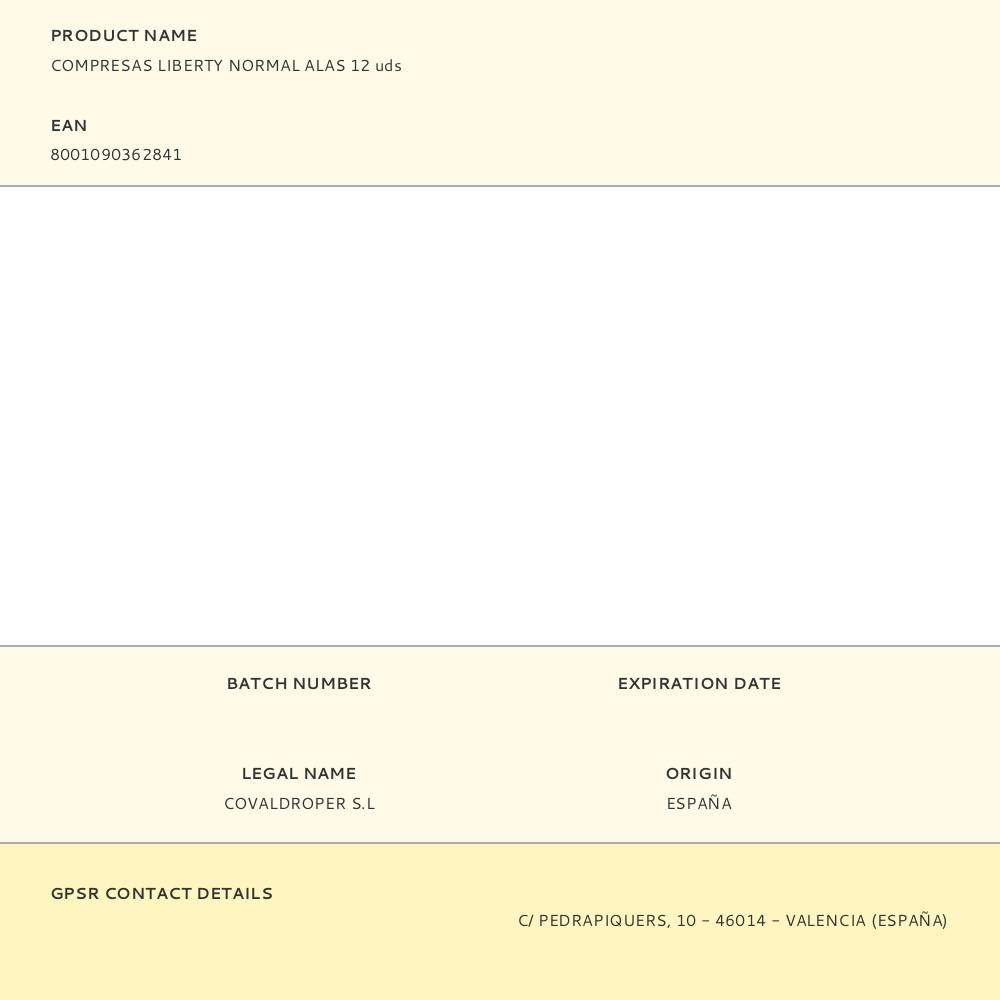 COMPRESAS LIBERTY NORMAL ALAS 12 uds - Imagen 2