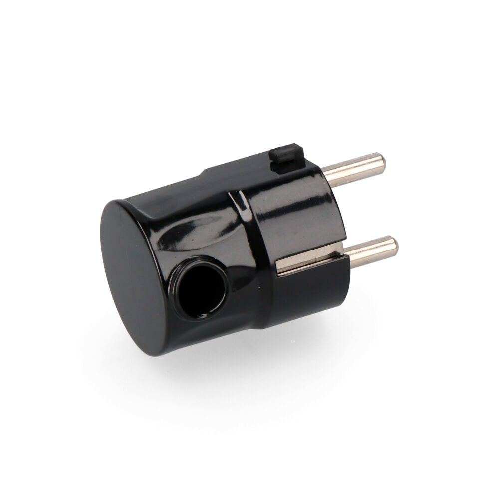 CLAVIJA TIPO F T/TL 16 A SALIDA LATERAL 4,8mm NEGRA (ENVASADA)