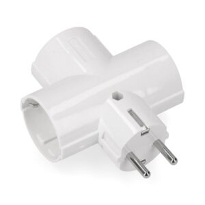 CLAVIJA TRIPLE DE BAQUELITA TIPO F T/TL 16A 250V BLANCA (ENVASADA)
