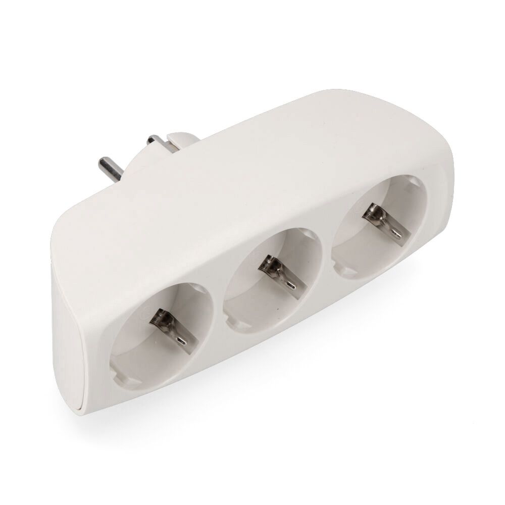 MULTICONECTOR T/TL TRIPLE SALIDA TIPO F 4,8mm ECONÓMICO MÁX 3680W BLANCO (ENVASADO)