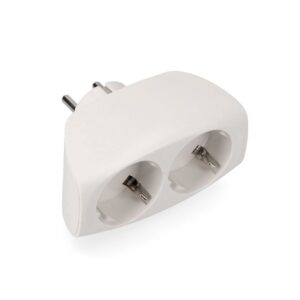 ADAPTADOR DOBLE 2P+T, 16A 250V~ ENTRADA FRONTAL, BLANCO (ENVASADO)
