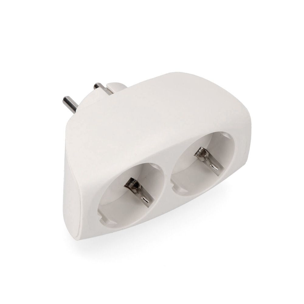 ADAPTADOR DOBLE 2P+T, 16A 250V~ ENTRADA FRONTAL, BLANCO (ENVASADO)