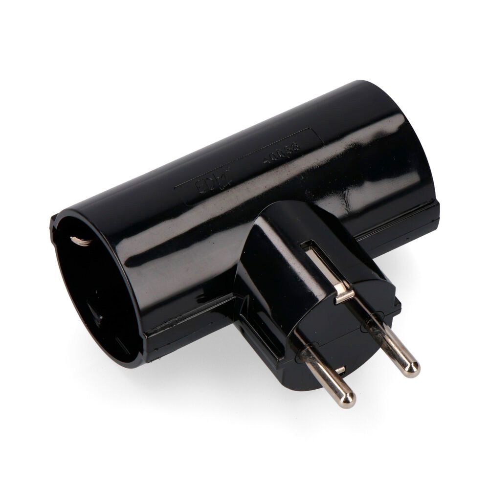 CLAVIJA DOBLE DE BAQUELITA T/TL TIPO F 4,8mm 16A 250V MÁX 3680W NEGRA (ENVASADA)