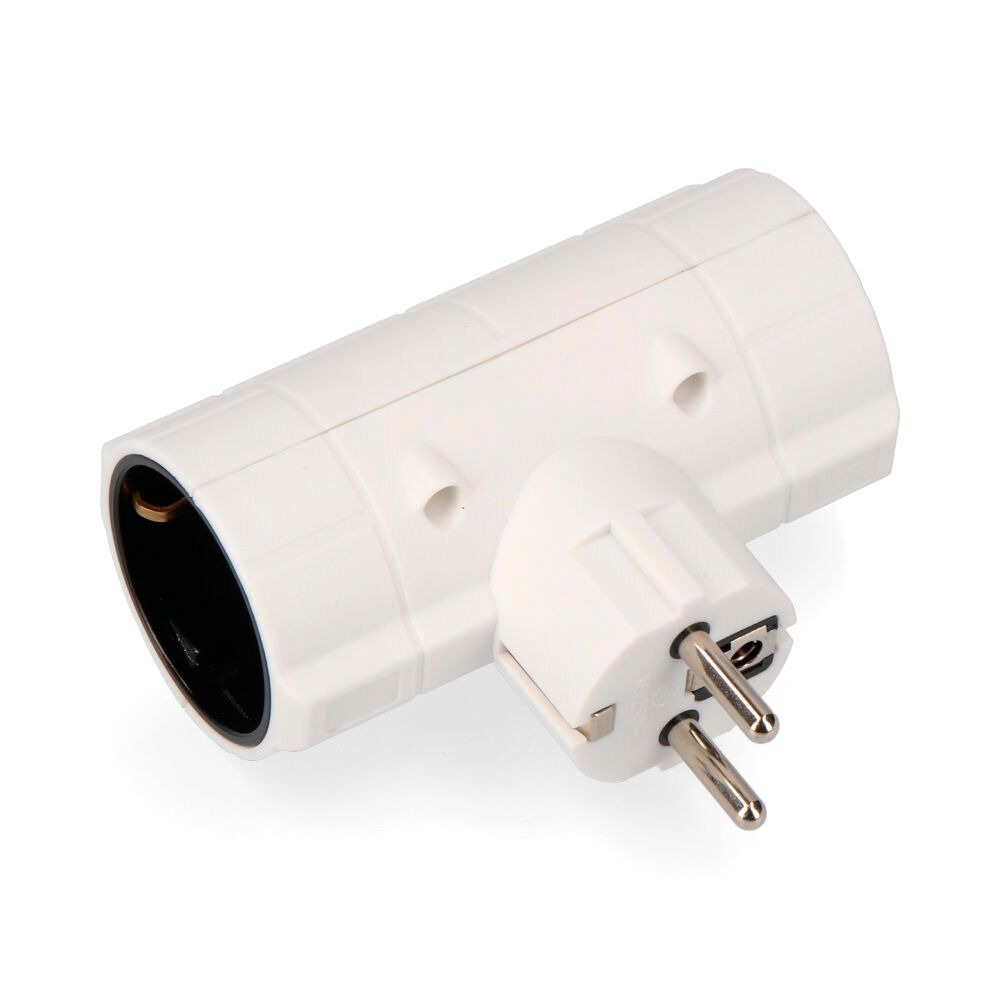 CLAVIJA DOBLE ECONÓMICA T/TL TIPO F 4,8mm 16A 250V MÁX 3680W BLANCA (ENVASADA)