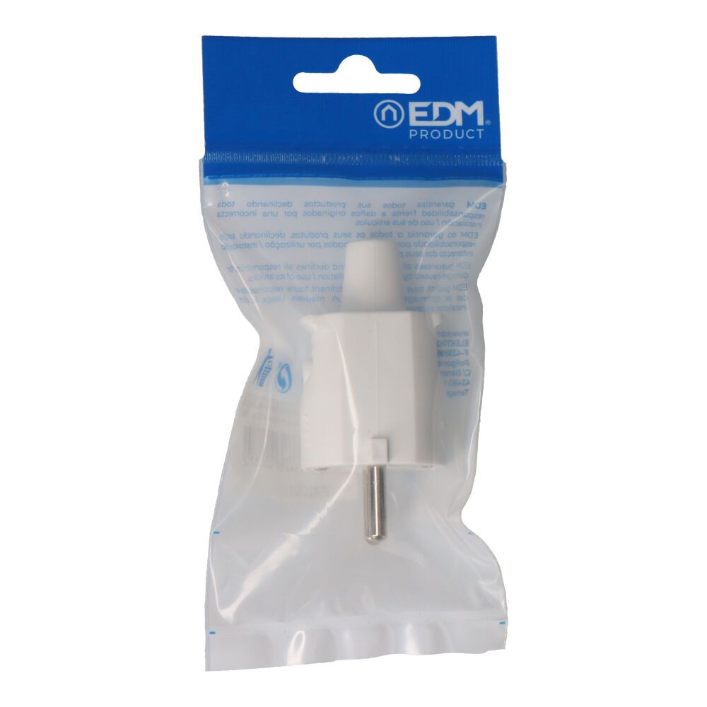 CLAVIJA DE GOMA 10/16A 250V T/TL IP44 4,8mm BLANCA (ENVASADA) - Imagen 2