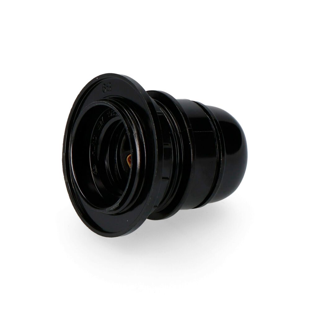 PORTALÁMPARAS SEMIROSCADO + ARANDELA E-27 NEGRO (ENVASADO)