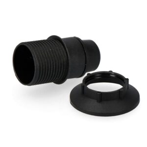 PORTALÁMPARAS E14 SEMIROSCADO + ARANDELA NEGRO (ENVASADO)