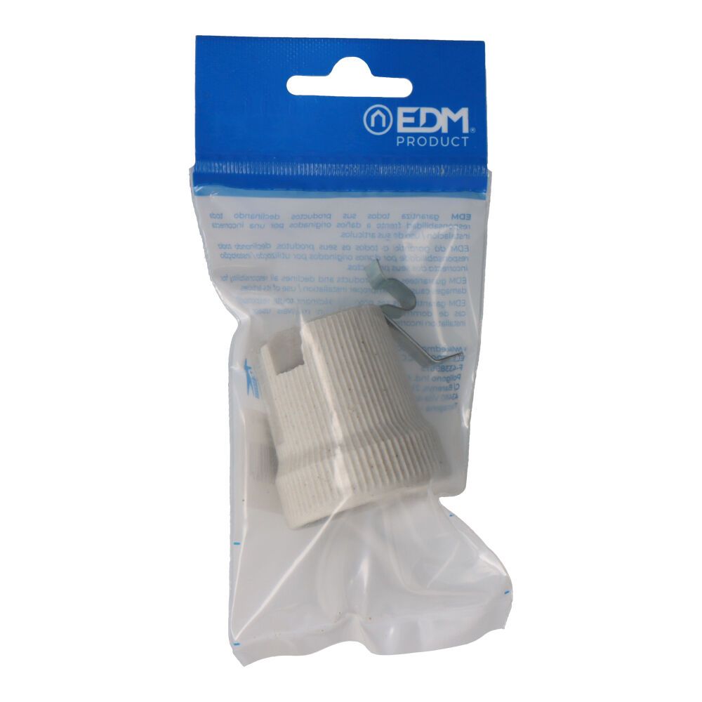 PORTALÁMPARAS PORCELANA E-27 250V PARA PLAFONES BEIGE (ENVASADO) - Imagen 2