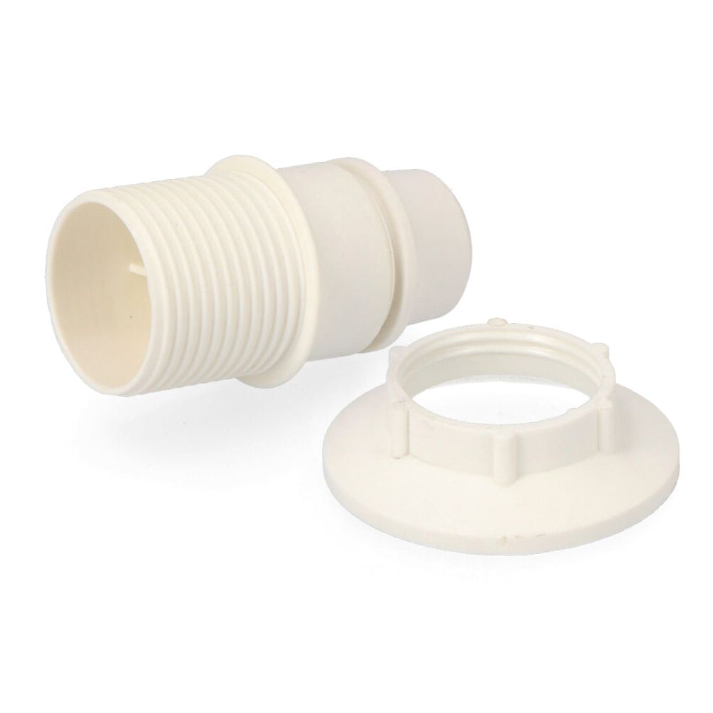 PORTALÁMPARAS E-14 SEMIROSCADO + ARANDELA BLANCO (ENVASADO)