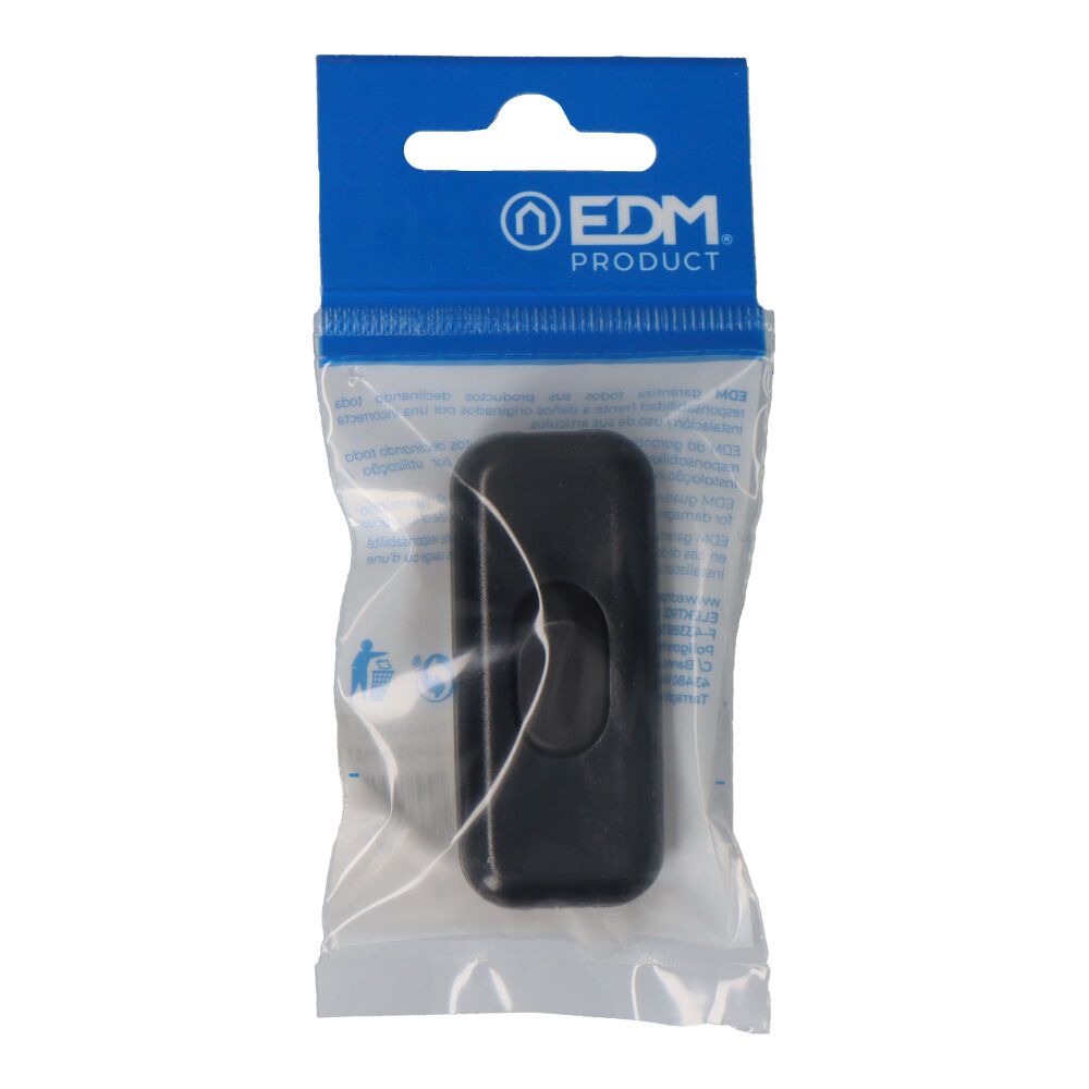 INTERRUPTOR DE PASO 3A NEGRO EDM (ENVASADO) - Imagen 2