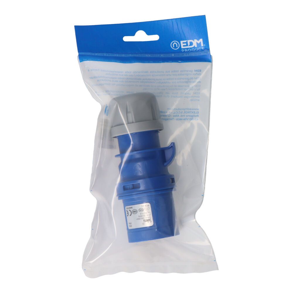 CLAVIJA CETAC 2P+T AZUL 16A 230V~ IP44 (ENVASADA) - Imagen 2