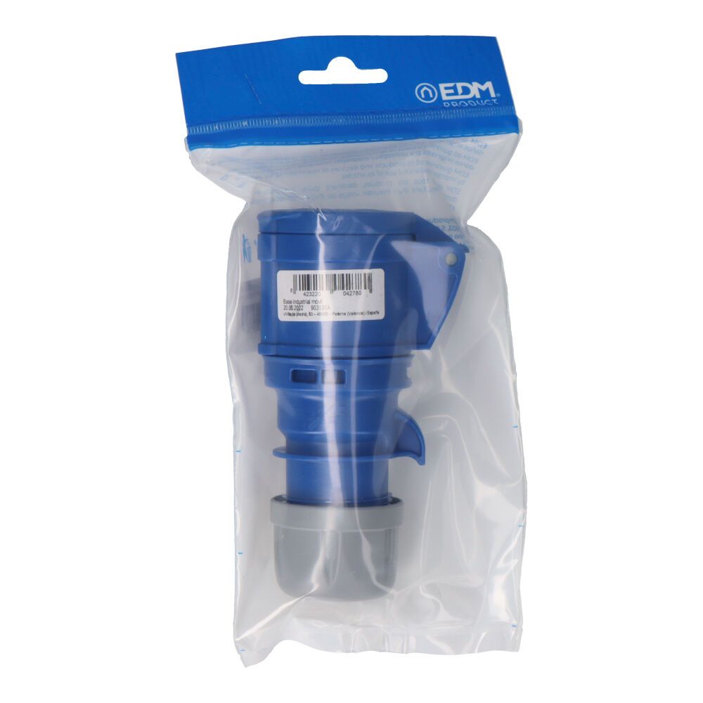 BASE AEREA CETAC 2P+T AZUL 16A 230V~ IP44 (ENVASADA) - Imagen 2