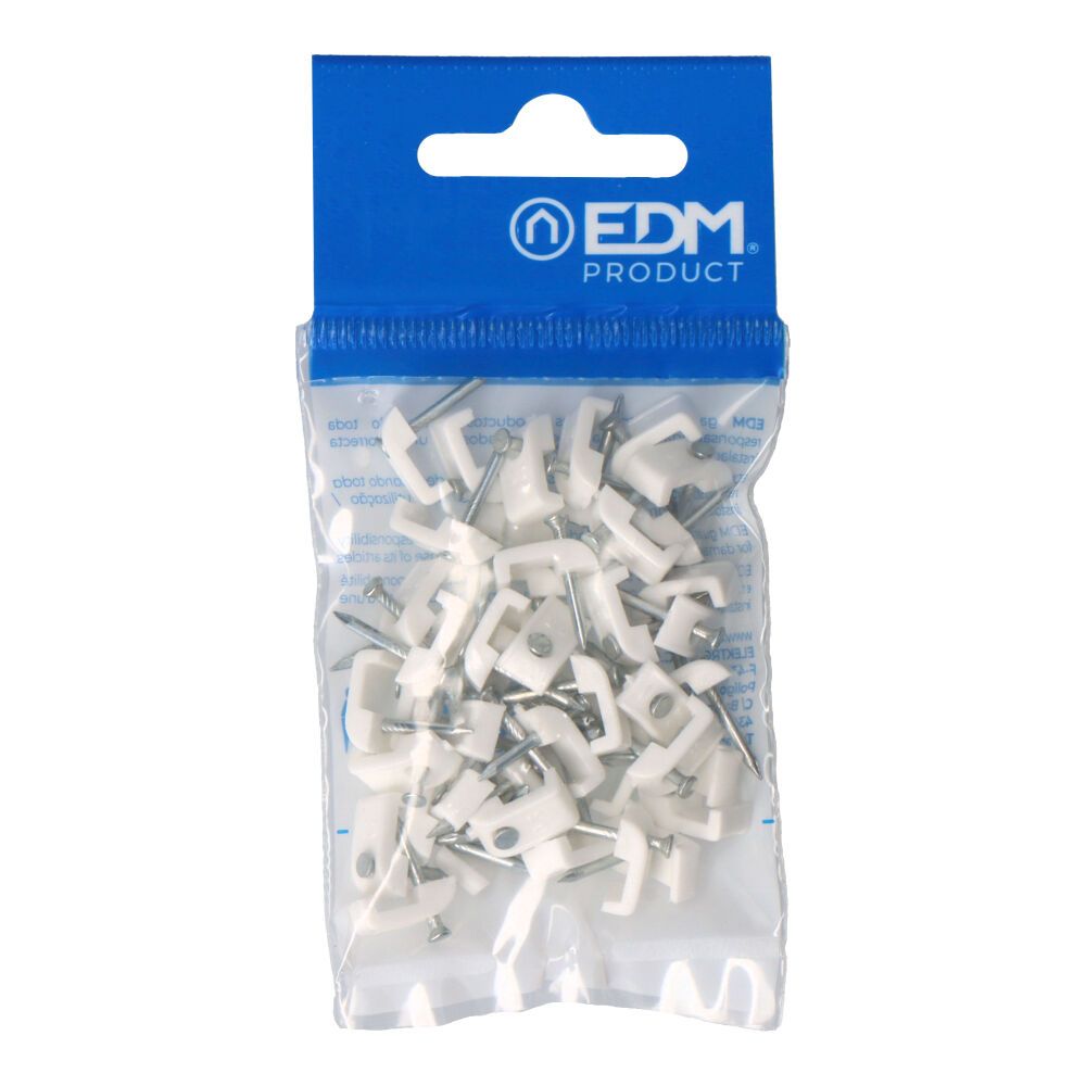GRAPA PARA CABLE MANGUERA PLANA 2 x 1,0 mm N°03, BLANCA, BLISTER 50 uds