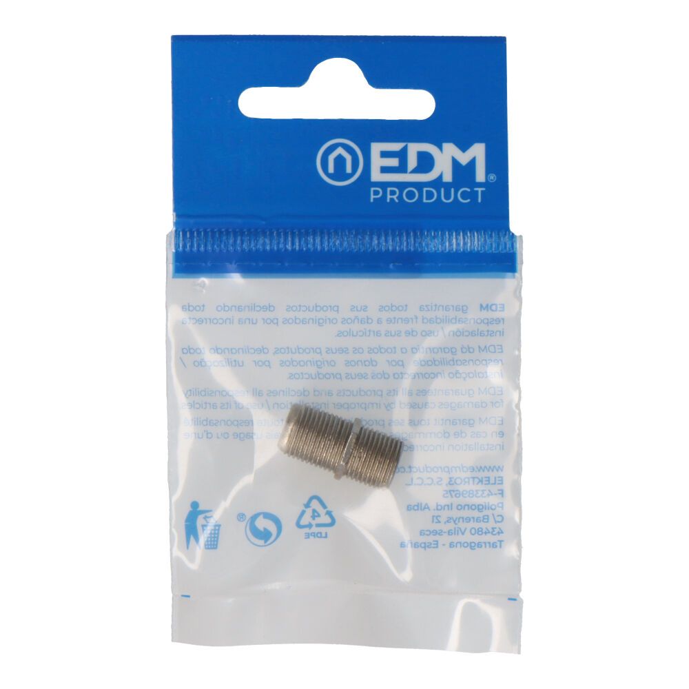 CONECTOR EMPALMADOR "F" MACHO-MACHO PARABOLICA ENVASADO EDM - Imagen 2