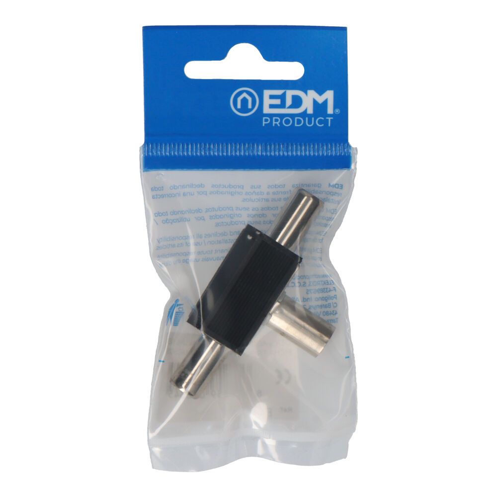 DERIVADOR TV 1 BASE + 2 CLAVIJAS NEGRO BLIN. ENVASADO EDM - Imagen 2