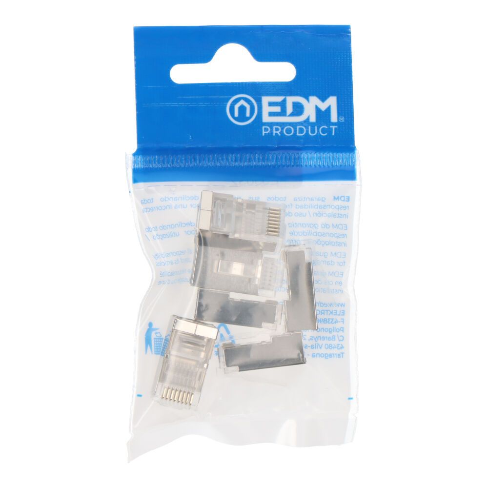 CONECTOR RJ45 MACHO FTP CAT5E BLINDADO ( BOLSA 6 u) - Imagen 2