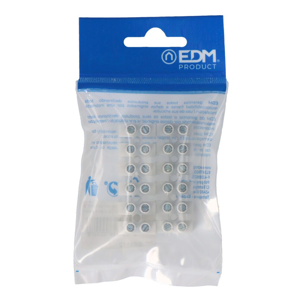 REGLETA DE CONEXION DE 4 mm A 6 mm , 12 CONECTORES, HOMOLOGADA, BLANCA (ENVASADA) - Imagen 2