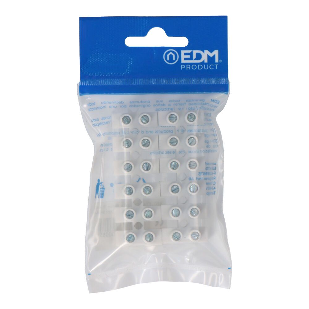 REGLETA DE CONEXION DE 10 mm , 12 CONECTORES, HOMOLOGADA, BLANCA (ENVASADA) - Imagen 2