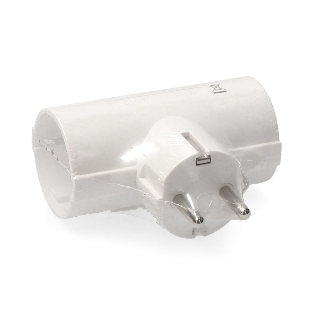 ADAPTADOR DOBLE 2P+T, 16A 250V~ , BLANCO (RETRACTILADO) - Imagen 2