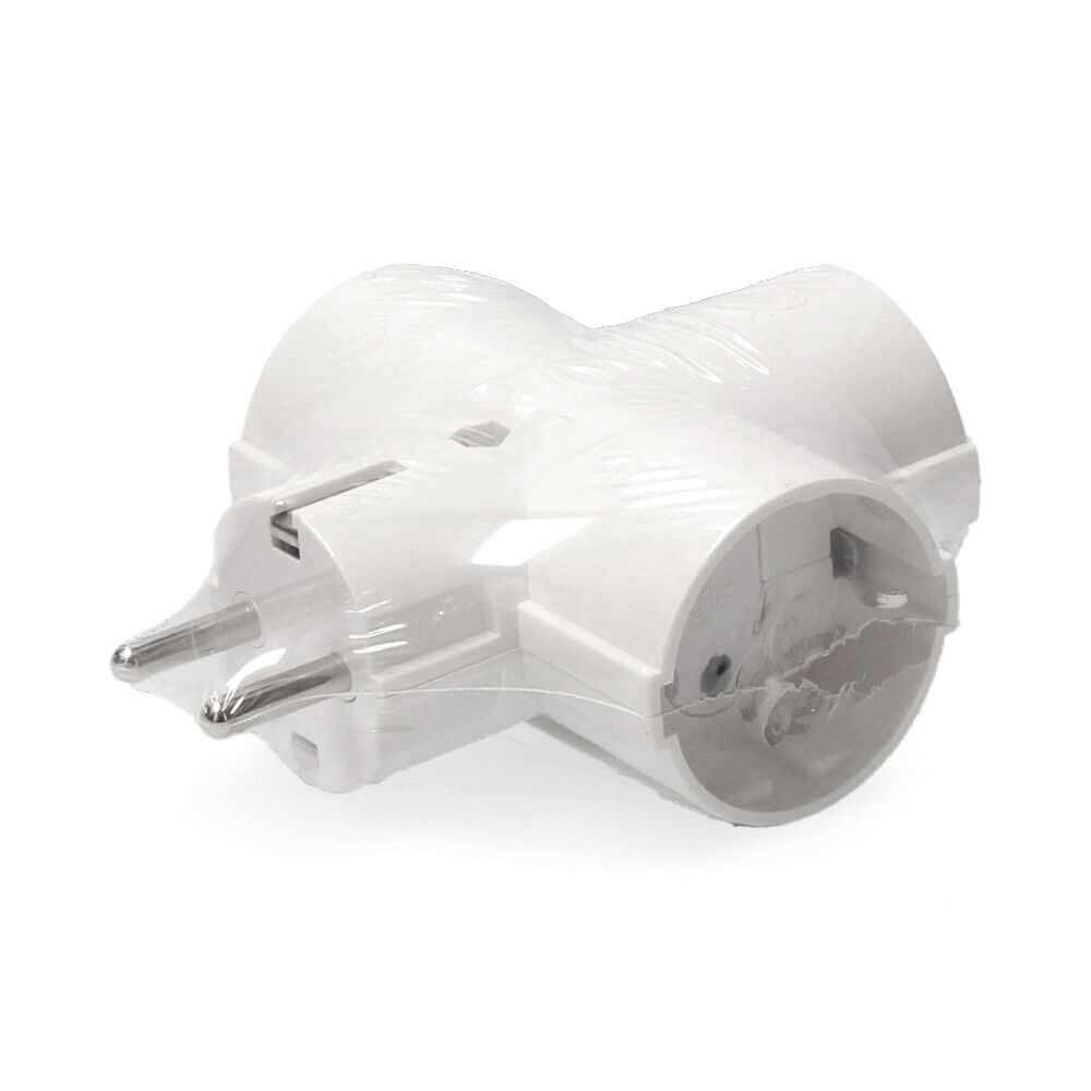 ADAPTADOR TRIPLE 2P+T, 16 A 250 V~, BLANCO, RETRACTILADO - Imagen 2