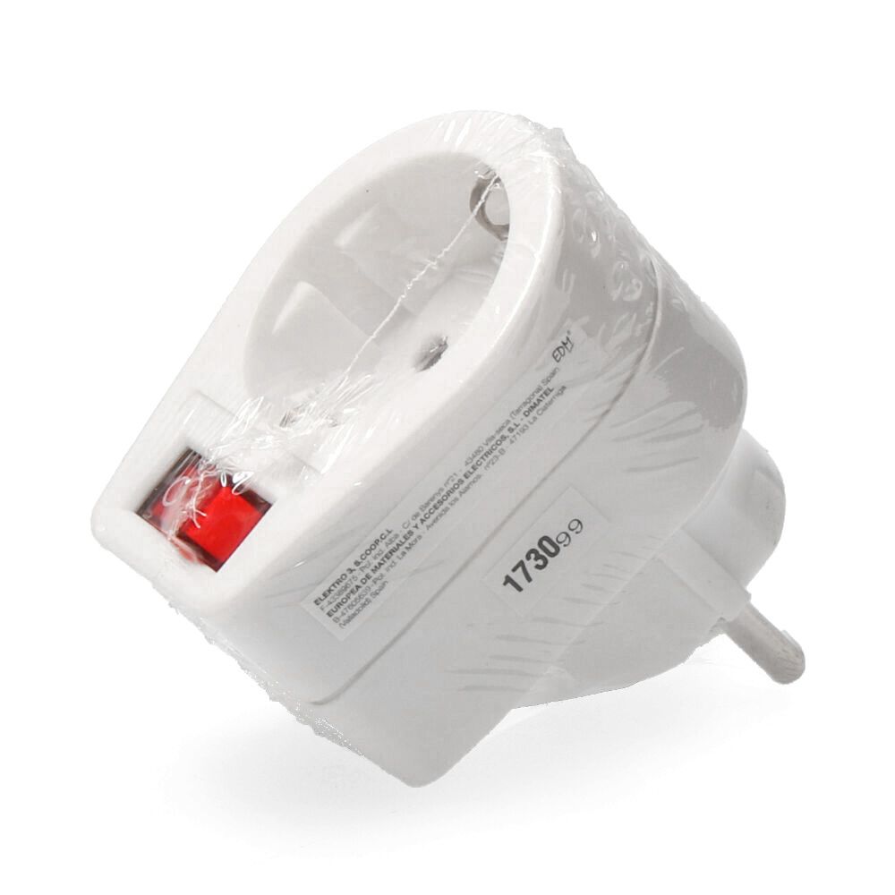 CLAVIJA ADAPTADORA CON INTERRUPTOR (RETRACTILADA) EDM - Imagen 2