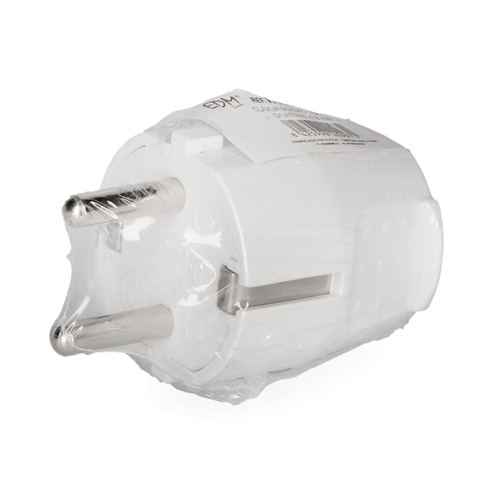 CLAVIJA TIPO F 10/16A T/TL 4,8mm (RETRACTILADA) BLANCA EDM - Imagen 2