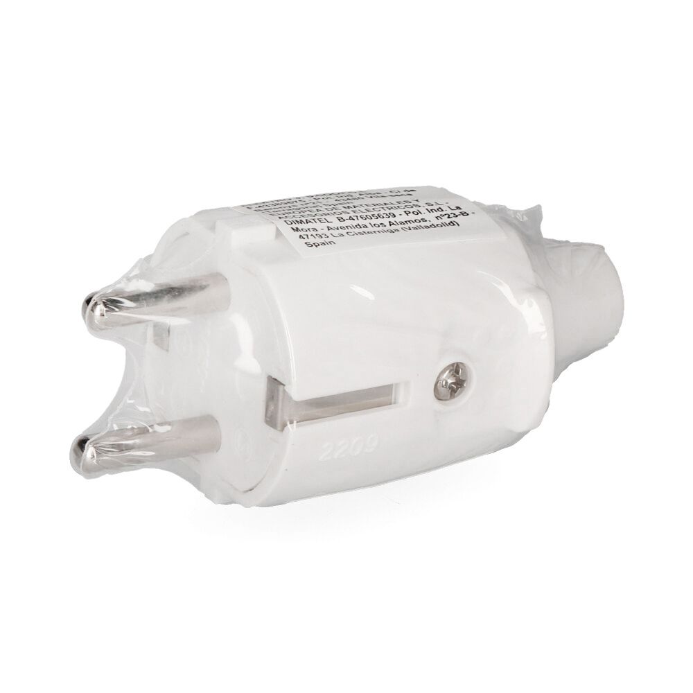 CLAVIJA DE GOMA 10/16A 250V T/TL IP44 4,8mm BLANCA (RETRACTILADA) EDM - Imagen 2