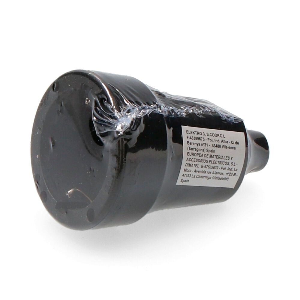 BASE AEREA DE GOMA 10/16A 250V T/TL IP44 4,8mm NEGRA (RETRACTILADA) EDM - Imagen 2